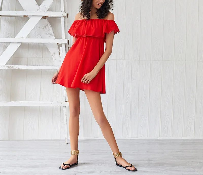 Solid Color Fashion Lace Stitching Dress