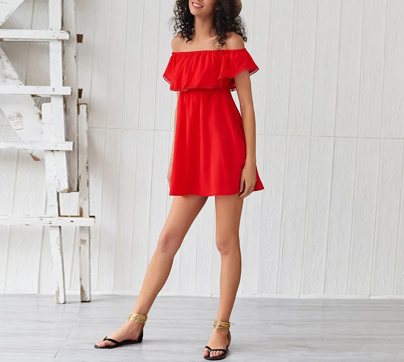 Solid Color Fashion Lace Stitching Dress