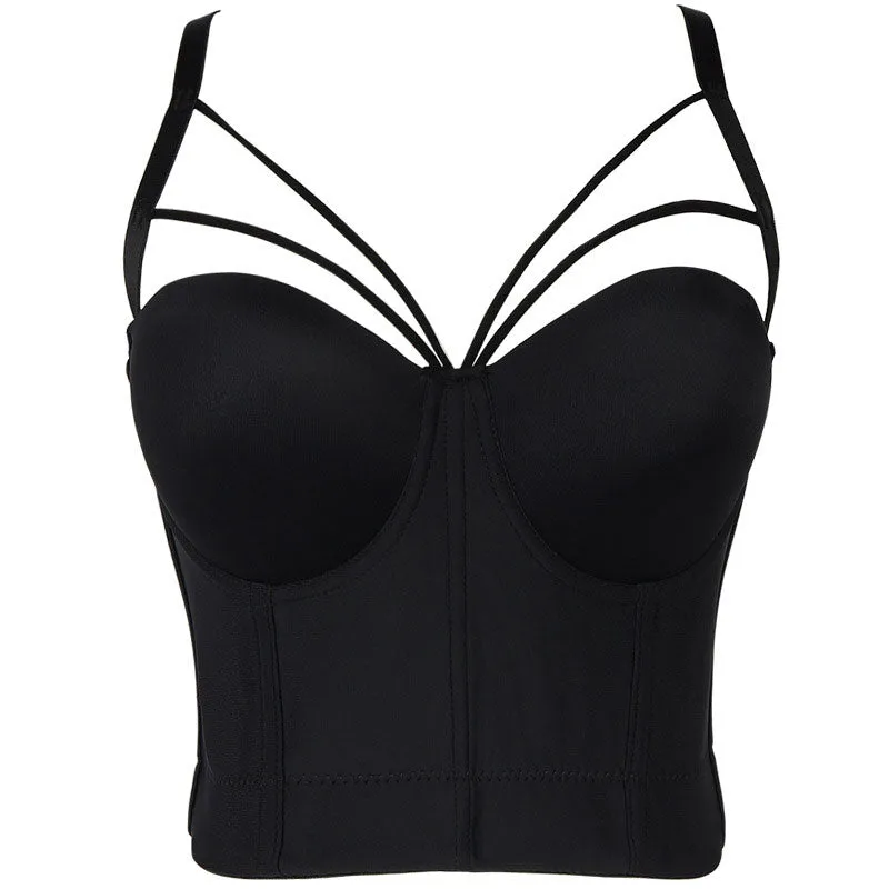 Solid Sleeveless Spaghetti Strap Corset Bralette