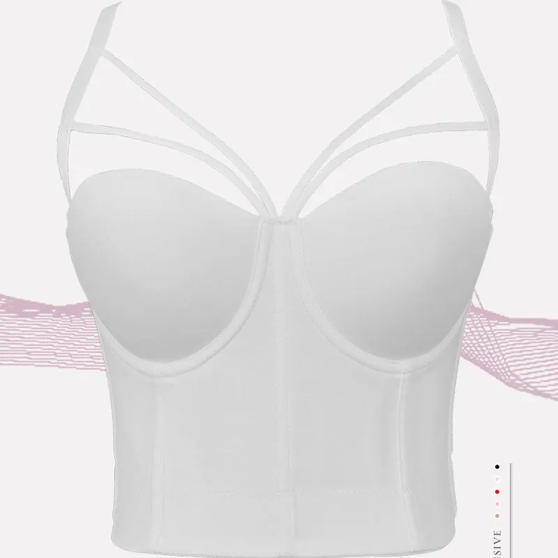 Solid Sleeveless Spaghetti Strap Corset Bralette