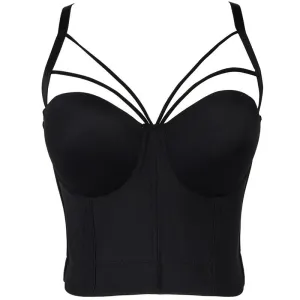 Solid Sleeveless Spaghetti Strap Corset Bralette