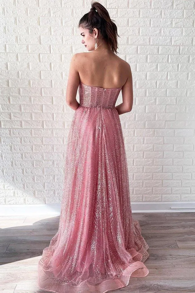 Sparking Sweetheart Long Pink Stunning Prom Dress TP0869