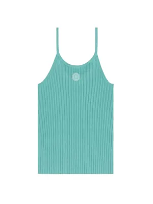 Sporty & Rich Ribbed Tank in Aquamarine