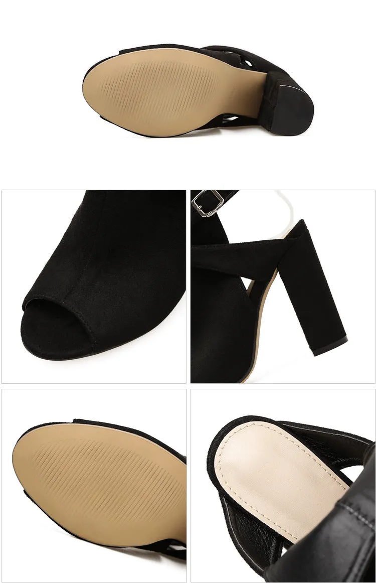 Spring and Summer New Women's Shoes Roman Thick with Fish Mouth Super High Heel Sandals