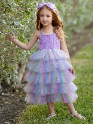 Springtime Fairy Lace and Stars Tiered Tutu Dress