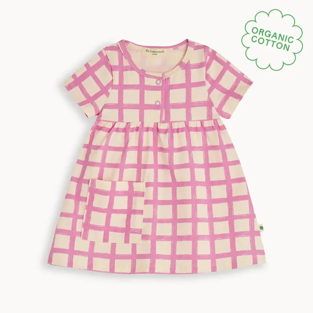 Sprinkles - Pink Checker Jersey Baby & Kids Short Sleeve Dress