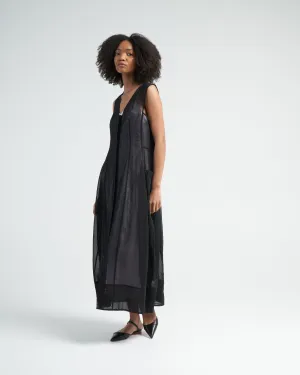 startch cotton organza dress - black