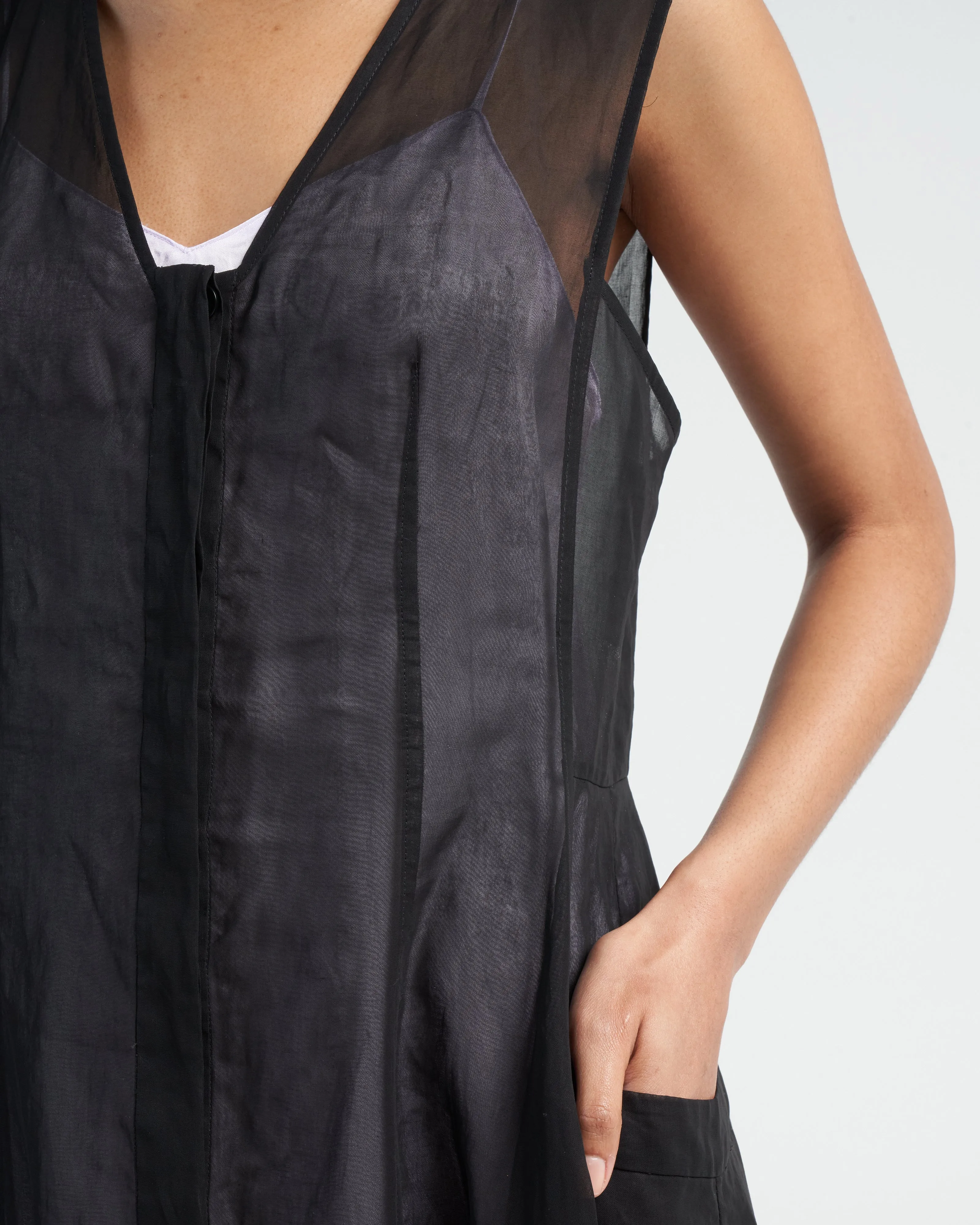 startch cotton organza dress - black