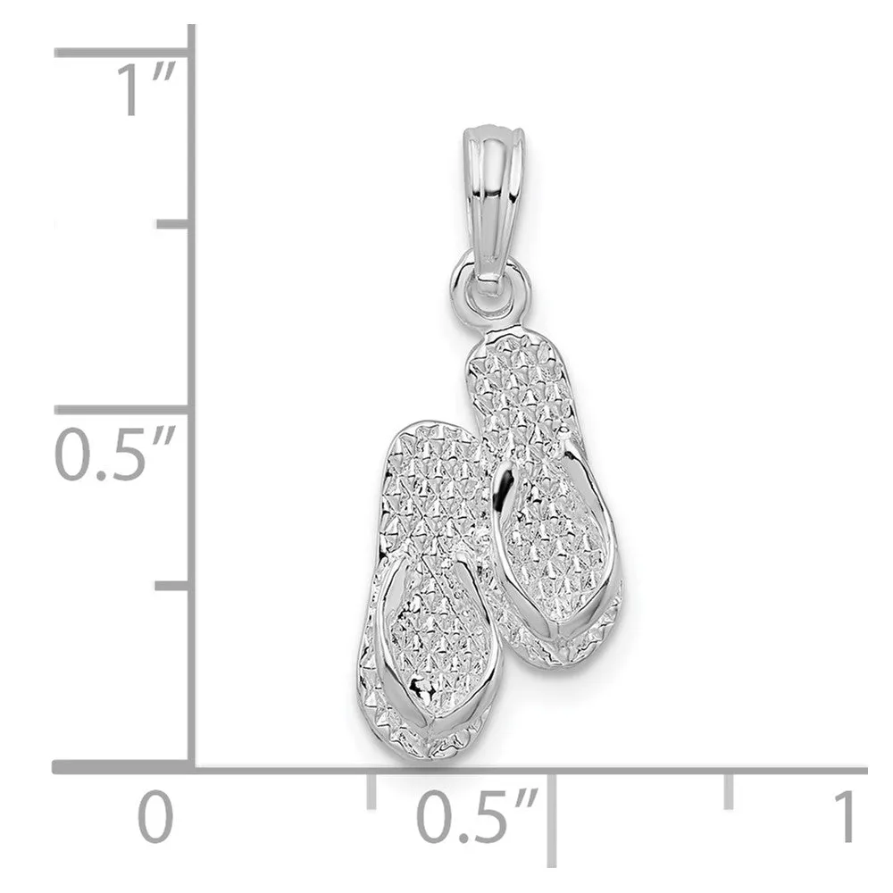 Sterling Silver Antigua, W.I. 3D Flip Flops Pendant