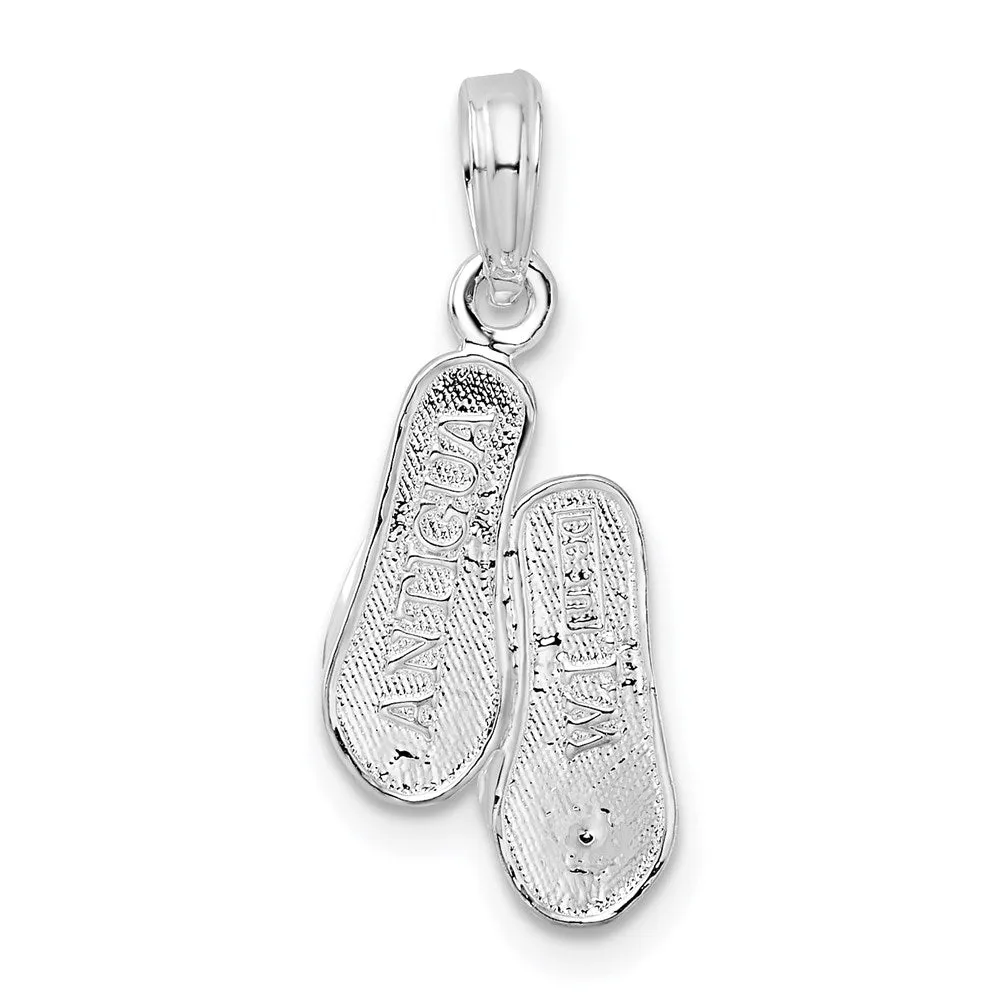 Sterling Silver Antigua, W.I. 3D Flip Flops Pendant