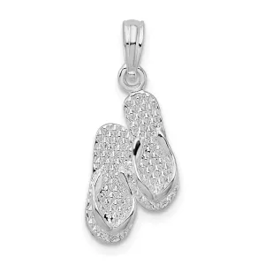 Sterling Silver Antigua, W.I. 3D Flip Flops Pendant