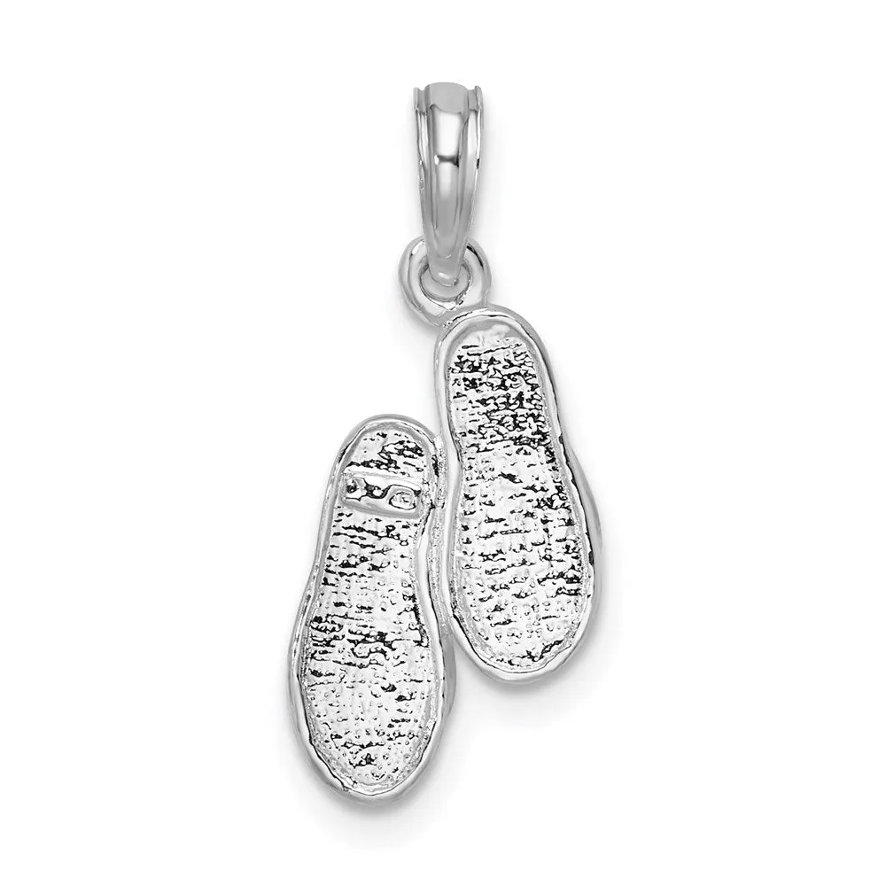 Sterling Silver Polished 3D Flip-flops Pendant
