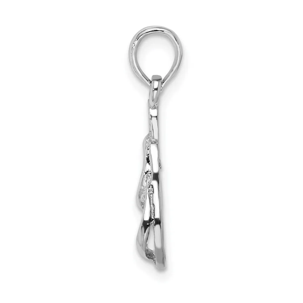 Sterling Silver Polished 3D Flip-flops Pendant