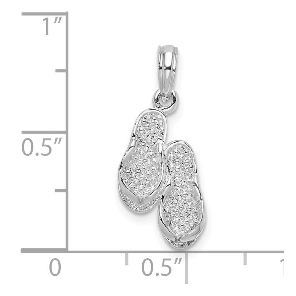 Sterling Silver Polished 3D Flip-flops Pendant