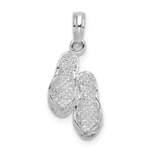 Sterling Silver Polished 3D Flip-flops Pendant