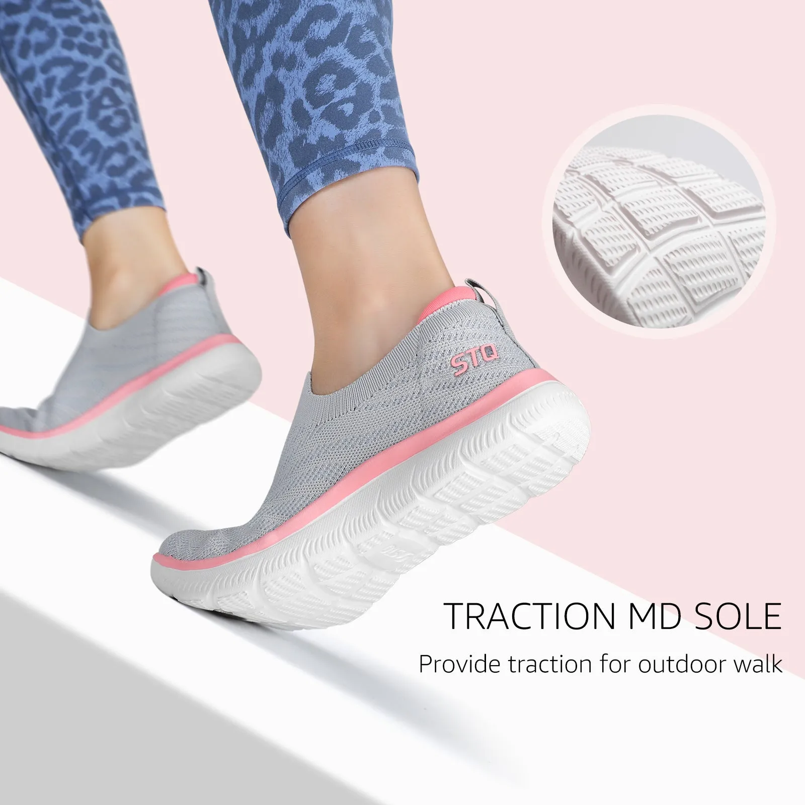 STQ Walking Shoes for Women Arch Support Comfort Lightweight Slip on Sneakers with Memory Foam