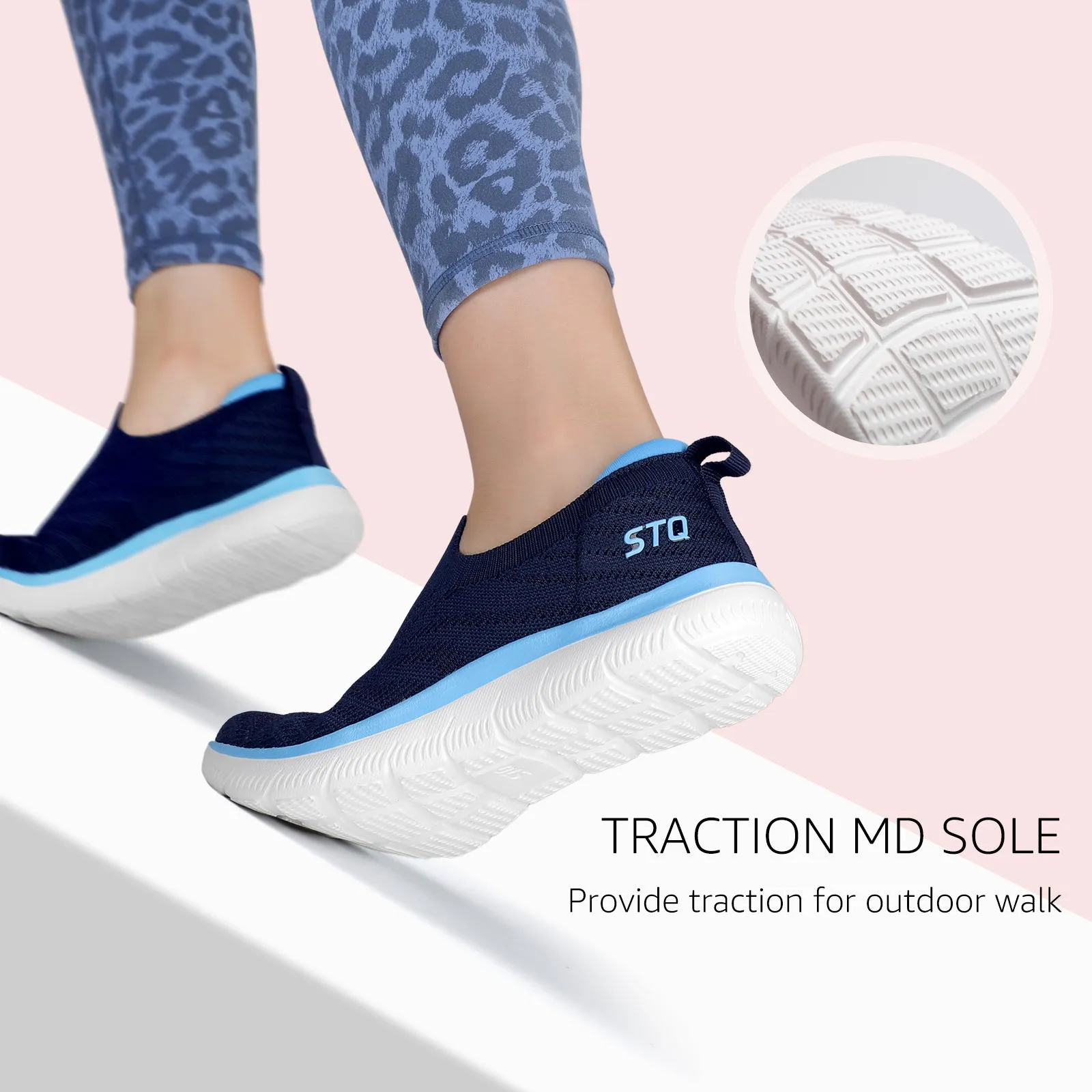 STQ Walking Shoes for Women Arch Support Comfort Lightweight Slip on Sneakers with Memory Foam
