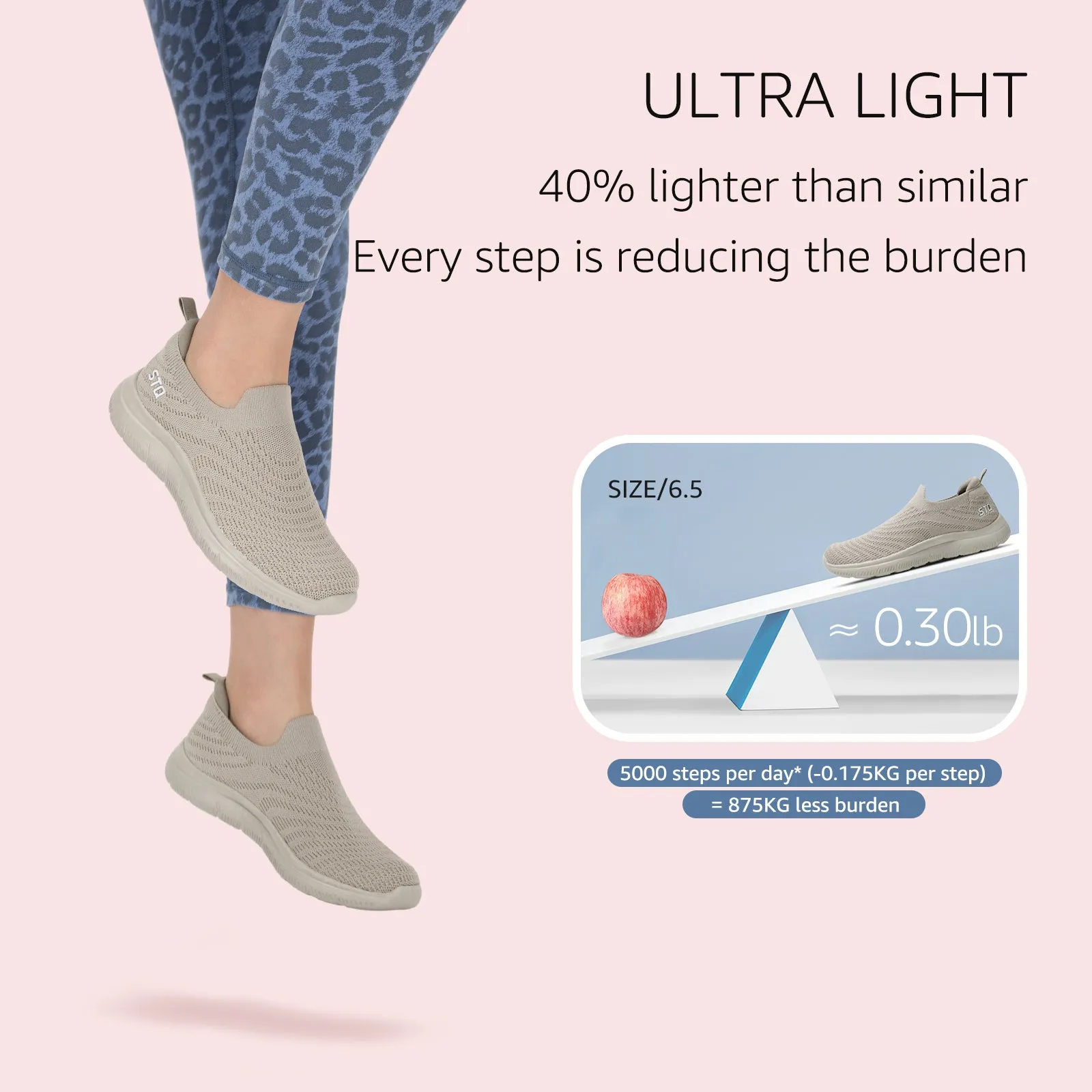 STQ Walking Shoes for Women Arch Support Comfort Lightweight Slip on Sneakers with Memory Foam