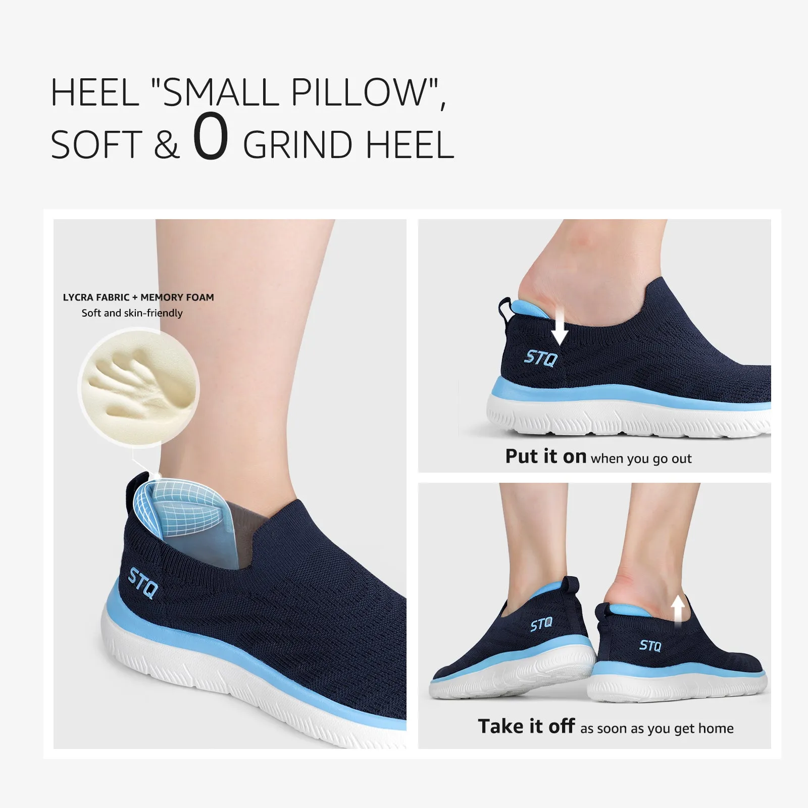 STQ Walking Shoes for Women Arch Support Comfort Lightweight Slip on Sneakers with Memory Foam