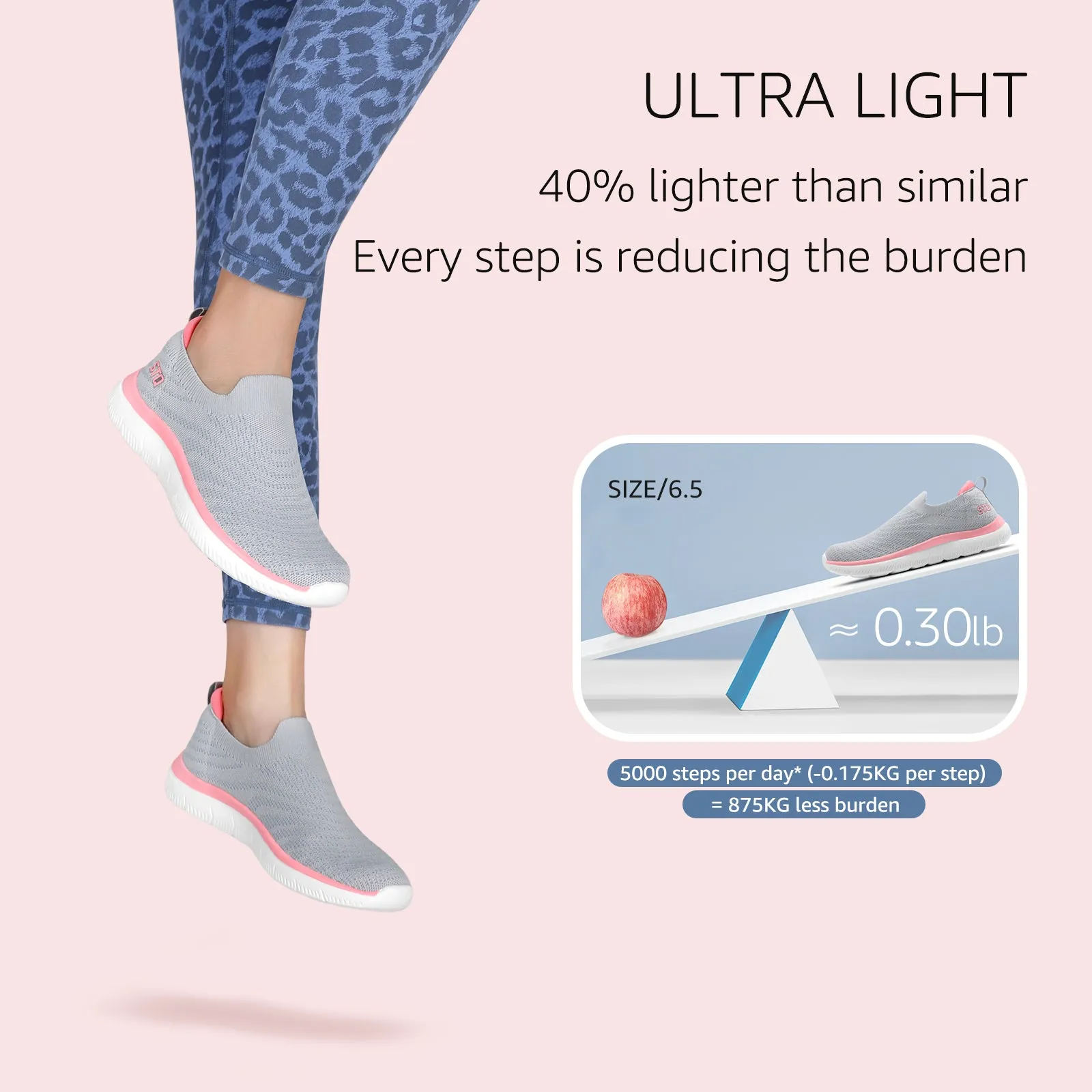 STQ Walking Shoes for Women Arch Support Comfort Lightweight Slip on Sneakers with Memory Foam