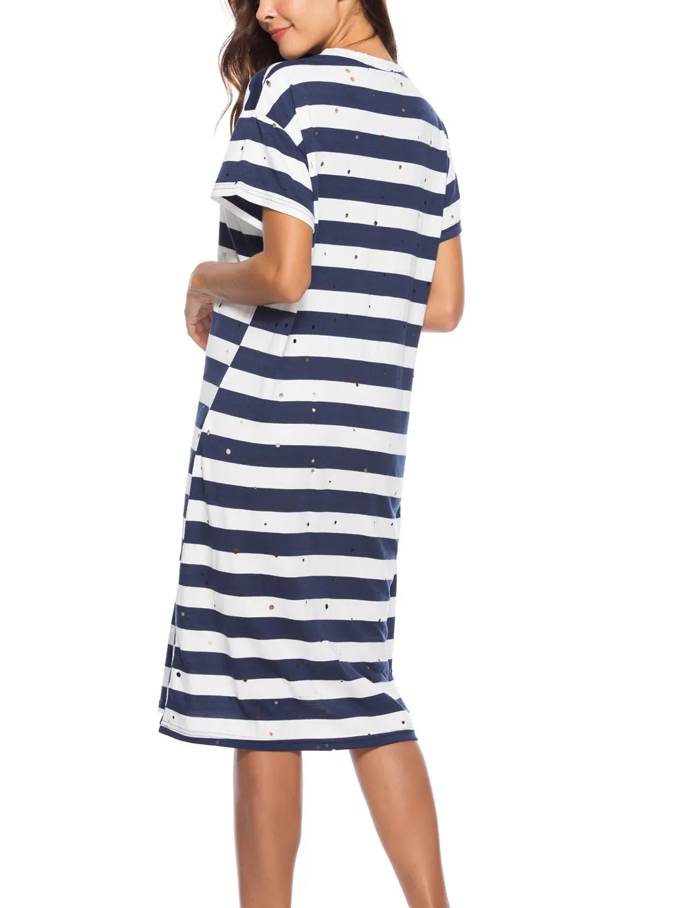 Striped Burnt Flower Fashion Dress