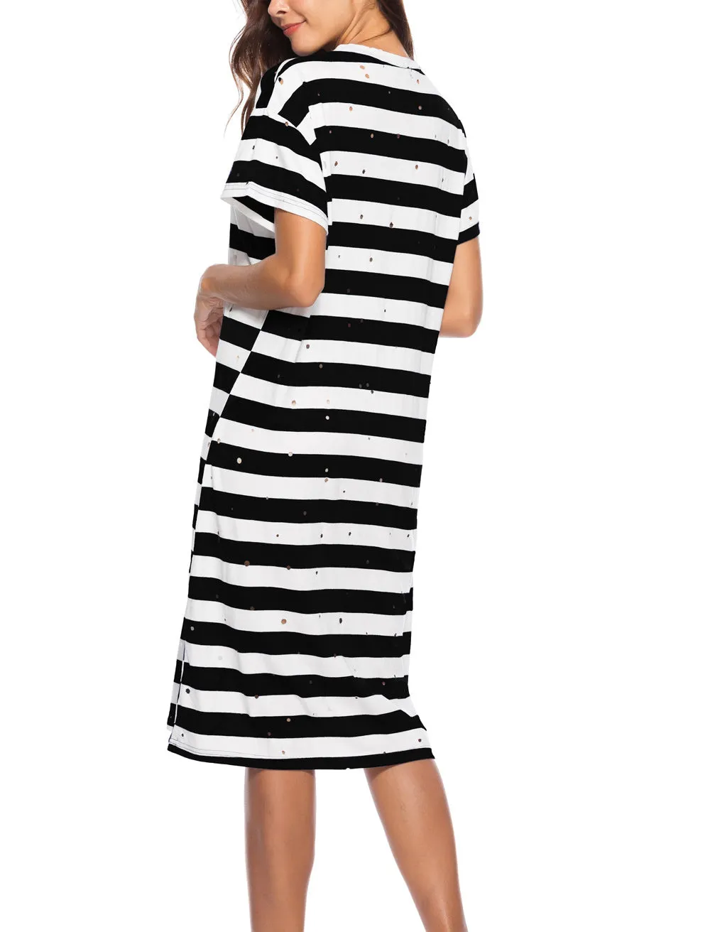 Striped Burnt Flower Fashion Dress