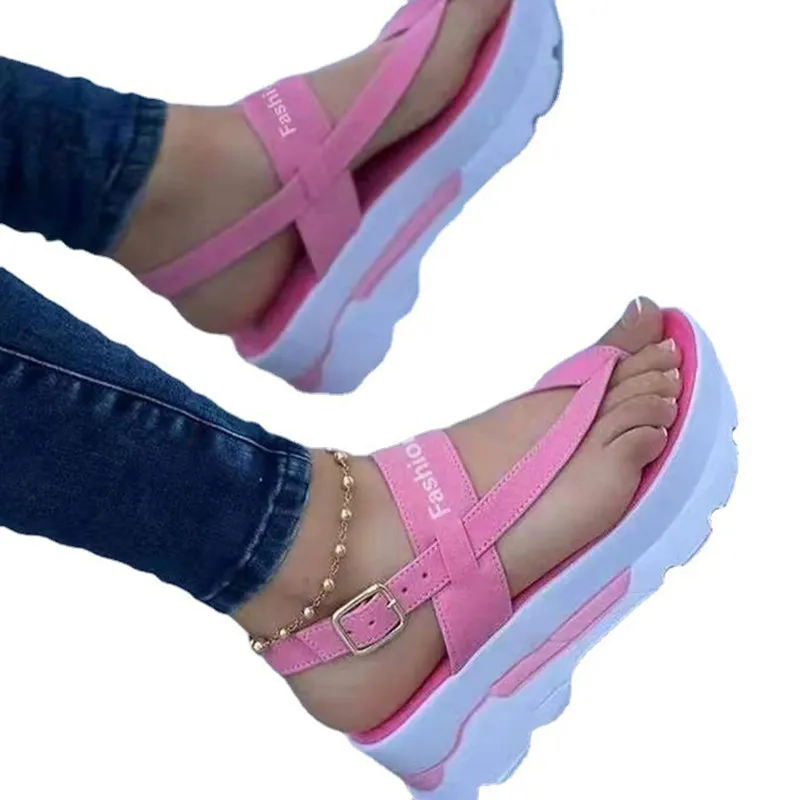 Summer Ladies Sandals Wedge Solid Color Flip Flops Fashion Sandals