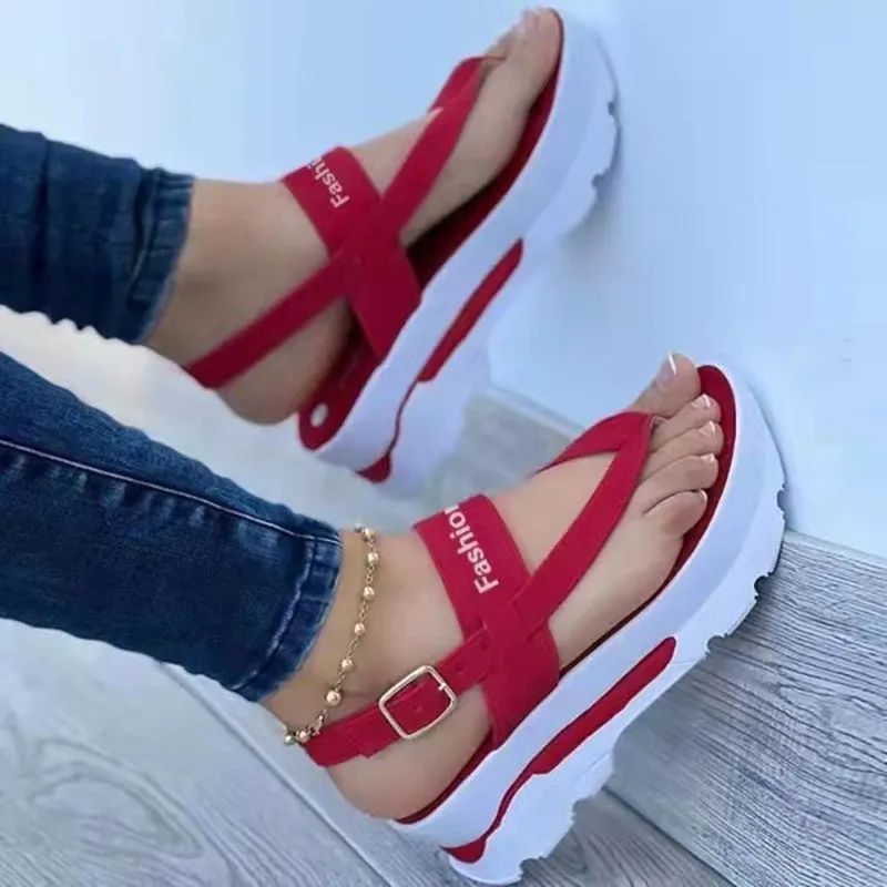 Summer Ladies Sandals Wedge Solid Color Flip Flops Fashion Sandals