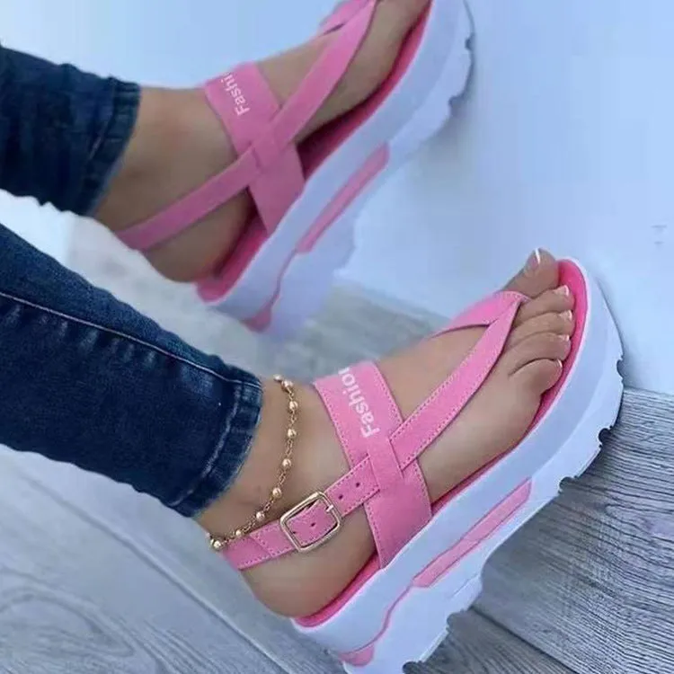 Summer Ladies Sandals Wedge Solid Color Flip Flops Fashion Sandals