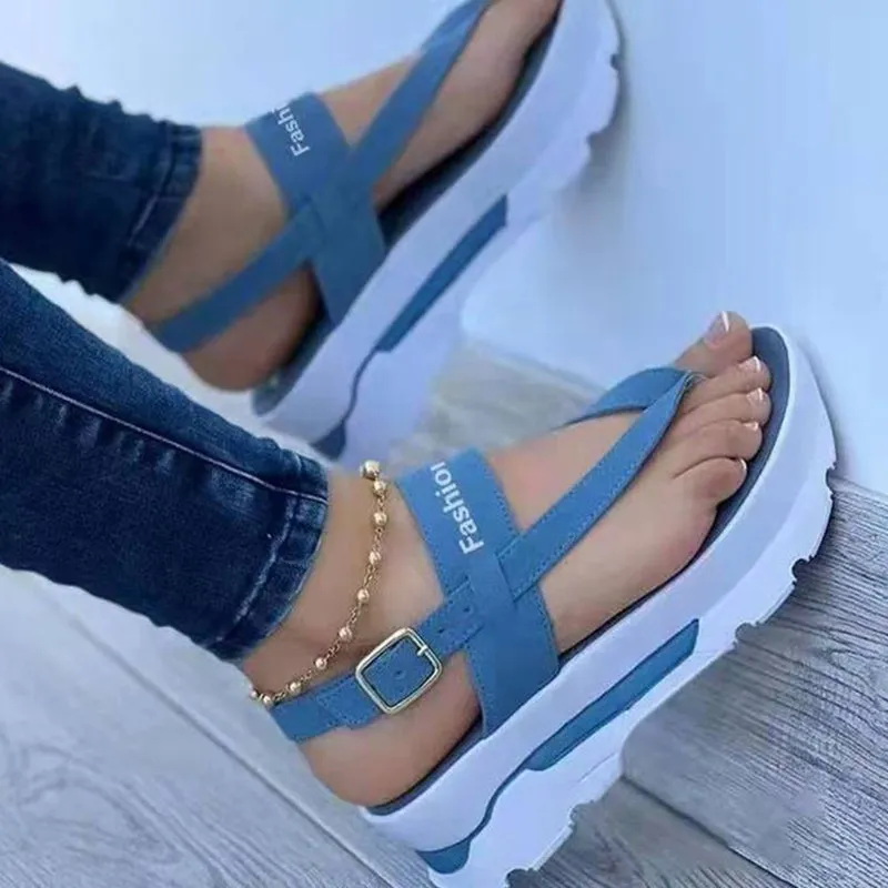 Summer Ladies Sandals Wedge Solid Color Flip Flops Fashion Sandals