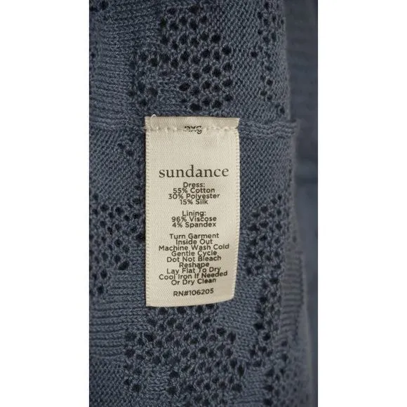 Sundance Sz Medium Blue Boho Knit Mini Lightweight Coverup Dress‎