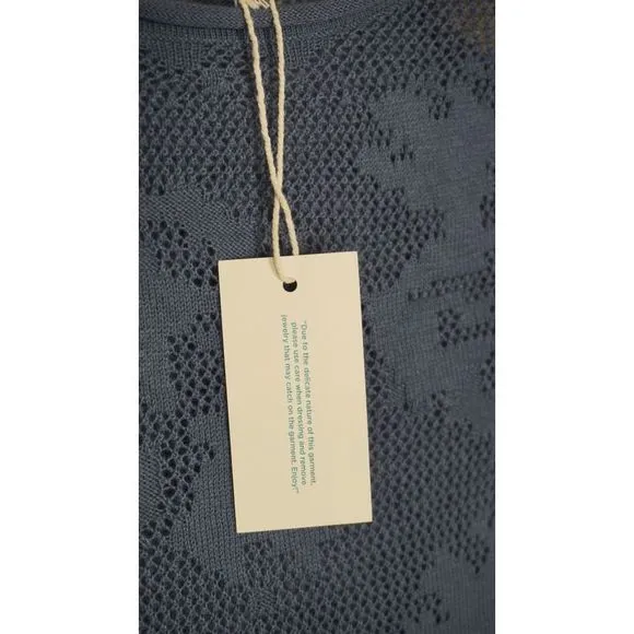 Sundance Sz Medium Blue Boho Knit Mini Lightweight Coverup Dress‎