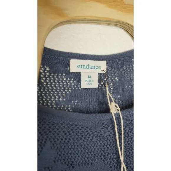 Sundance Sz Medium Blue Boho Knit Mini Lightweight Coverup Dress‎
