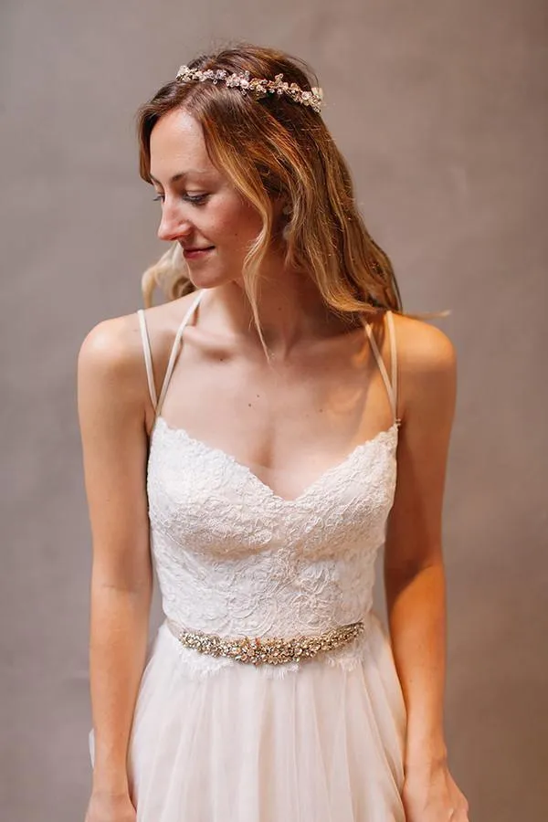 Sweetheart Straps White Chiffon Beach Wedding Dress with Beading PG 202