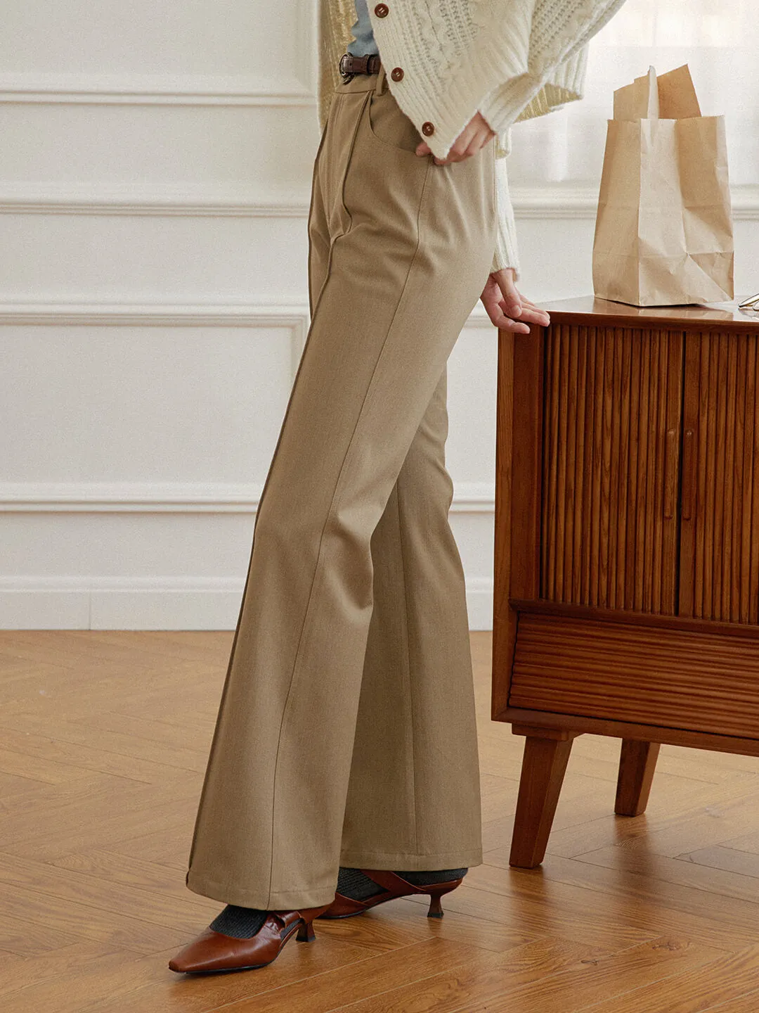 Teresa Khaki Flared Trousers