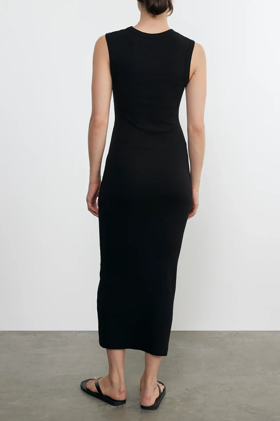 Textured Rib Sleeveless Maxi Dress | Black