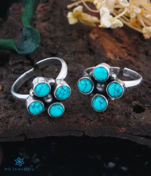 The Kripa Silver Toe-Rings (Turquoise)