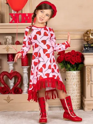The Sweetest Heart Hi Lo Tassel Hem Dress