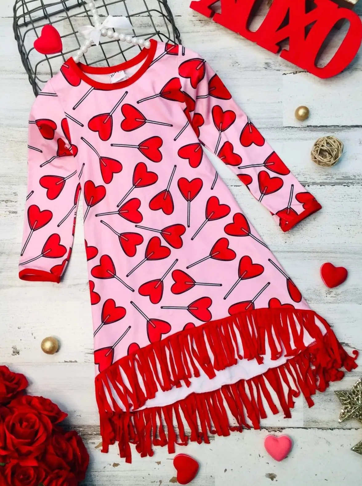 The Sweetest Heart Hi Lo Tassel Hem Dress