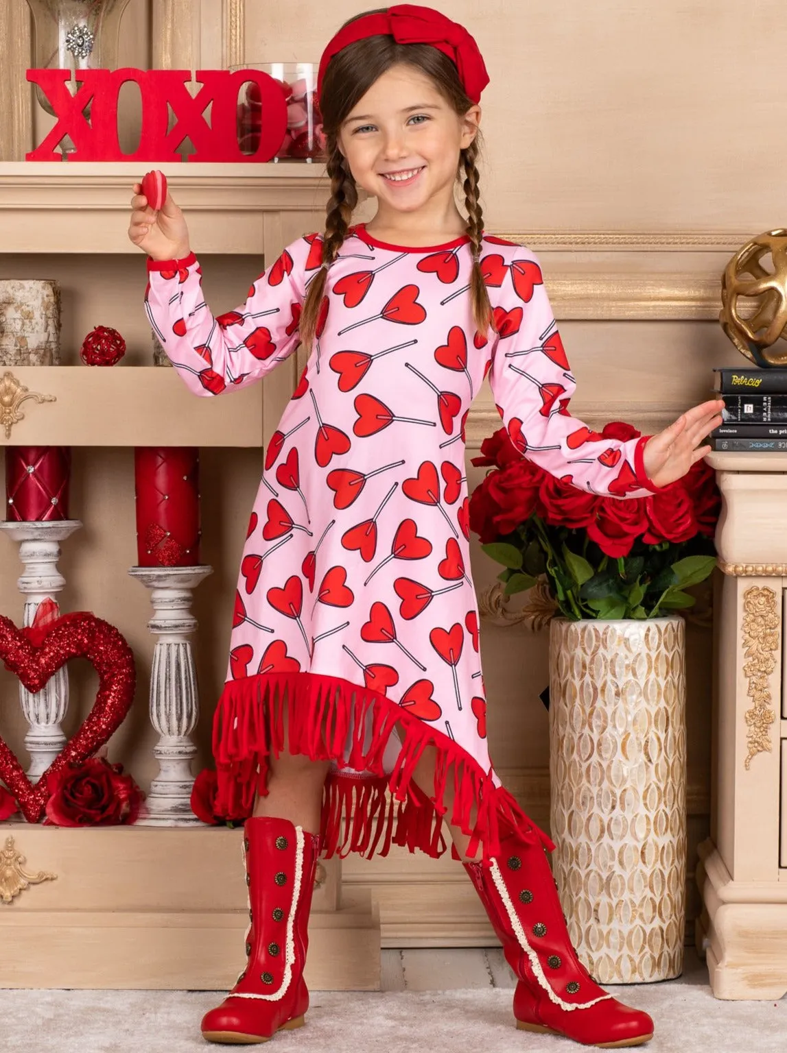 The Sweetest Heart Hi Lo Tassel Hem Dress
