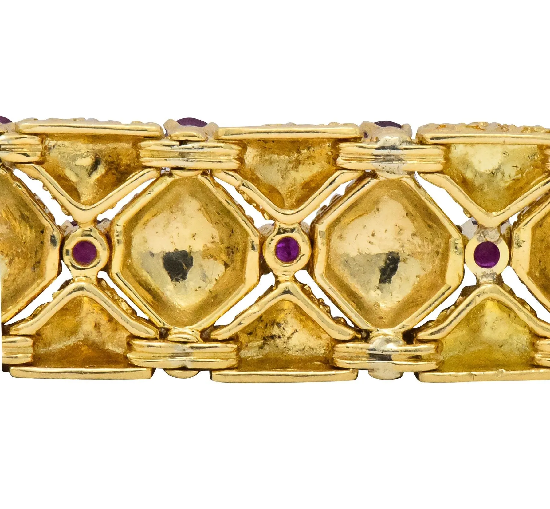Tiffany & Co. Retro 3.60 CTW Ruby 18 Karat Gold Bracelet