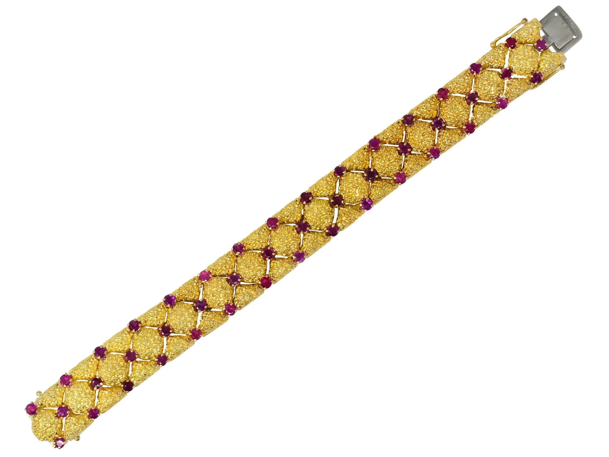 Tiffany & Co. Retro 3.60 CTW Ruby 18 Karat Gold Bracelet