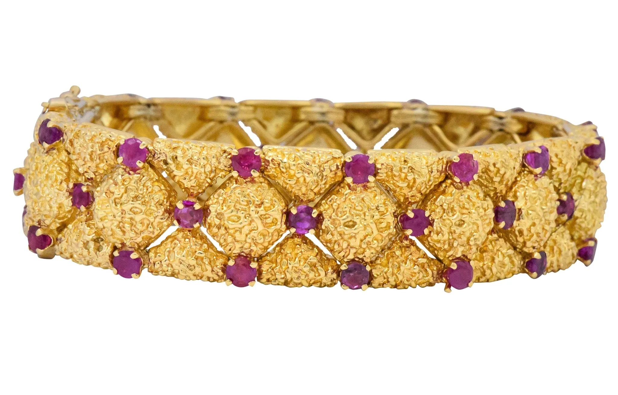 Tiffany & Co. Retro 3.60 CTW Ruby 18 Karat Gold Bracelet