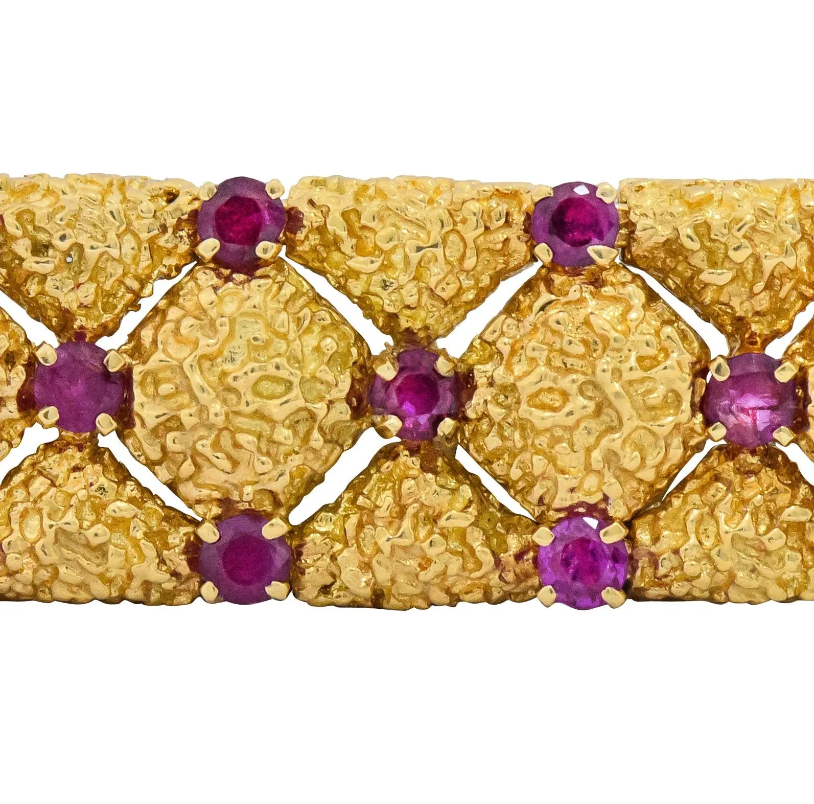 Tiffany & Co. Retro 3.60 CTW Ruby 18 Karat Gold Bracelet