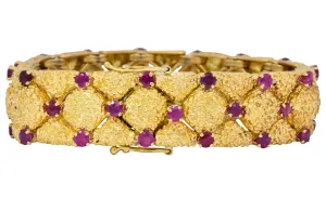 Tiffany & Co. Retro 3.60 CTW Ruby 18 Karat Gold Bracelet