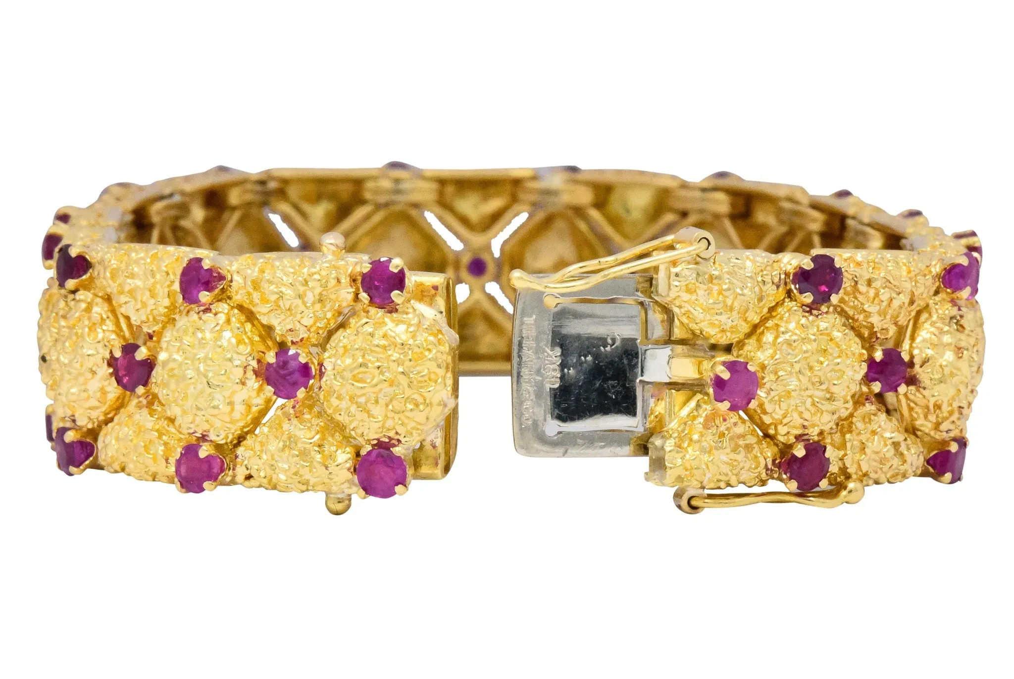 Tiffany & Co. Retro 3.60 CTW Ruby 18 Karat Gold Bracelet