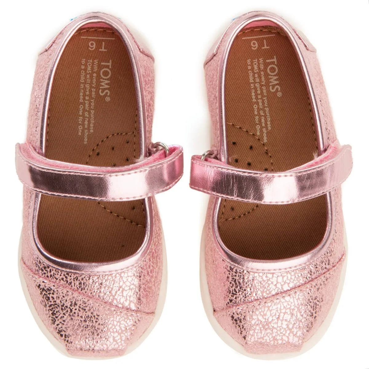Tiny Toms: Pink Metallic Foil Mary Jane Flats