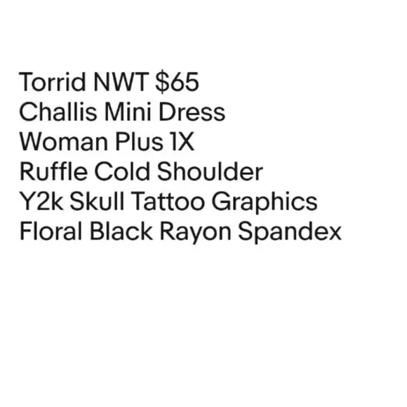 Torrid Challis Dress Woman Plus 1X Ruffled Cold Shoulder Skull Floral Black NWT