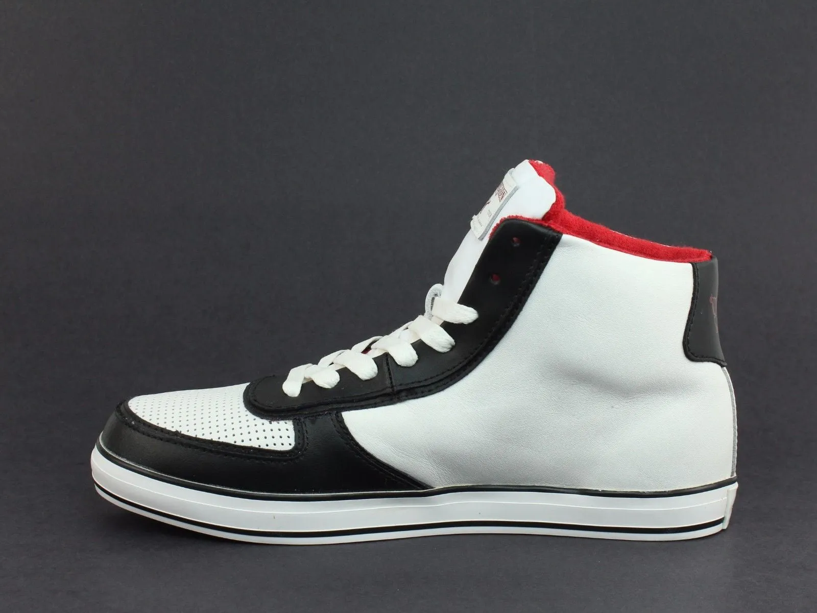 True Religion ACE HI Leather Men's Casual Fashion White Black Red Sneakers