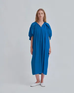 Tucked Cocoon Dress in Cerulean